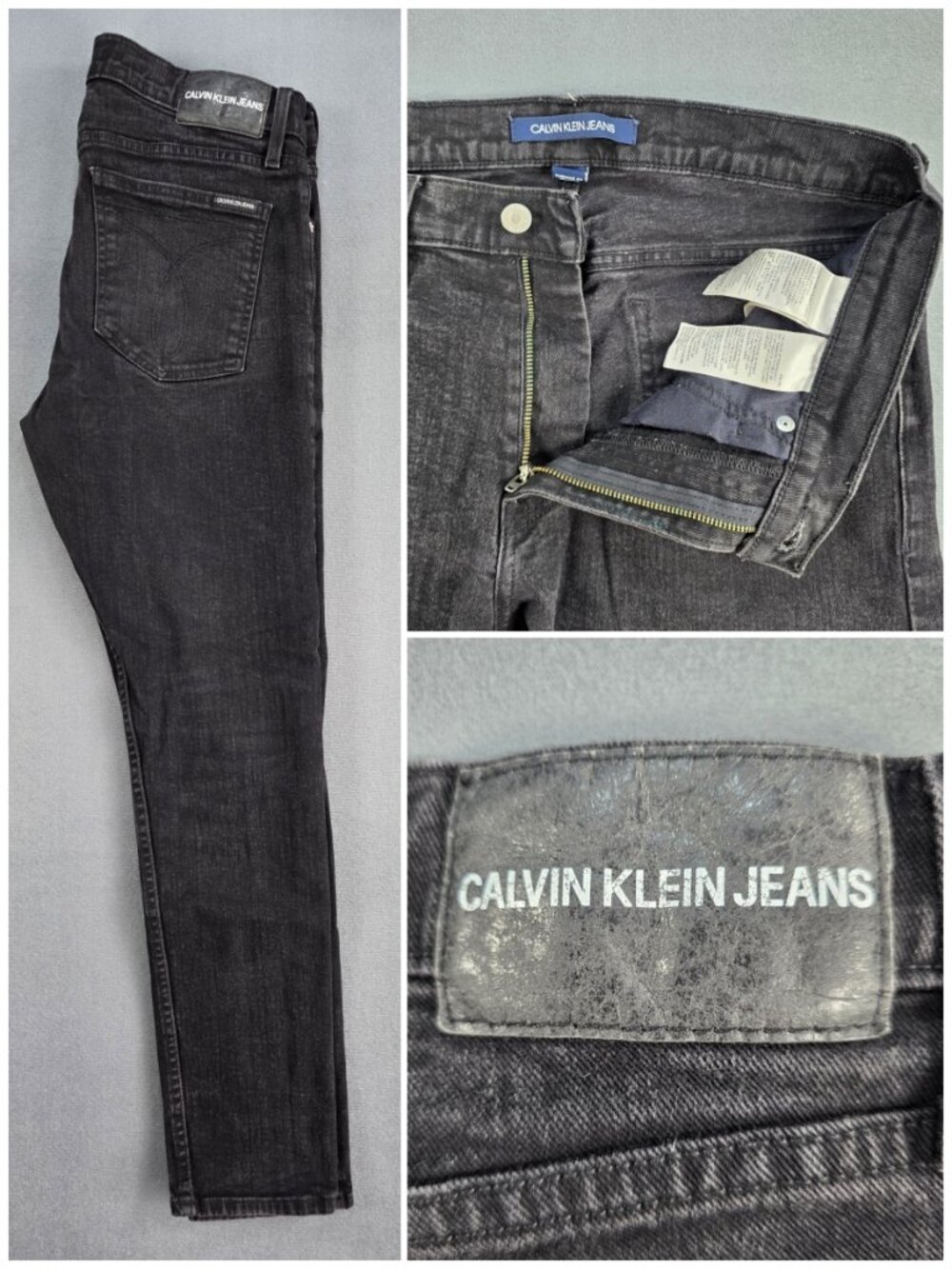 Calvin Klein Jeans Men's 32x32 Skinny Fit Washed Black Denim Jeans - Picture 4 of 9